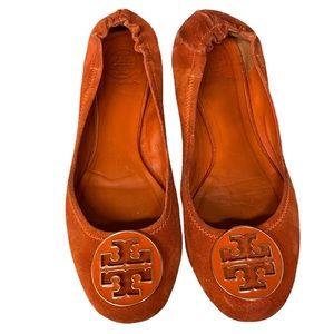 Gorgeous Orange Tory Burch Minnie ballet flats